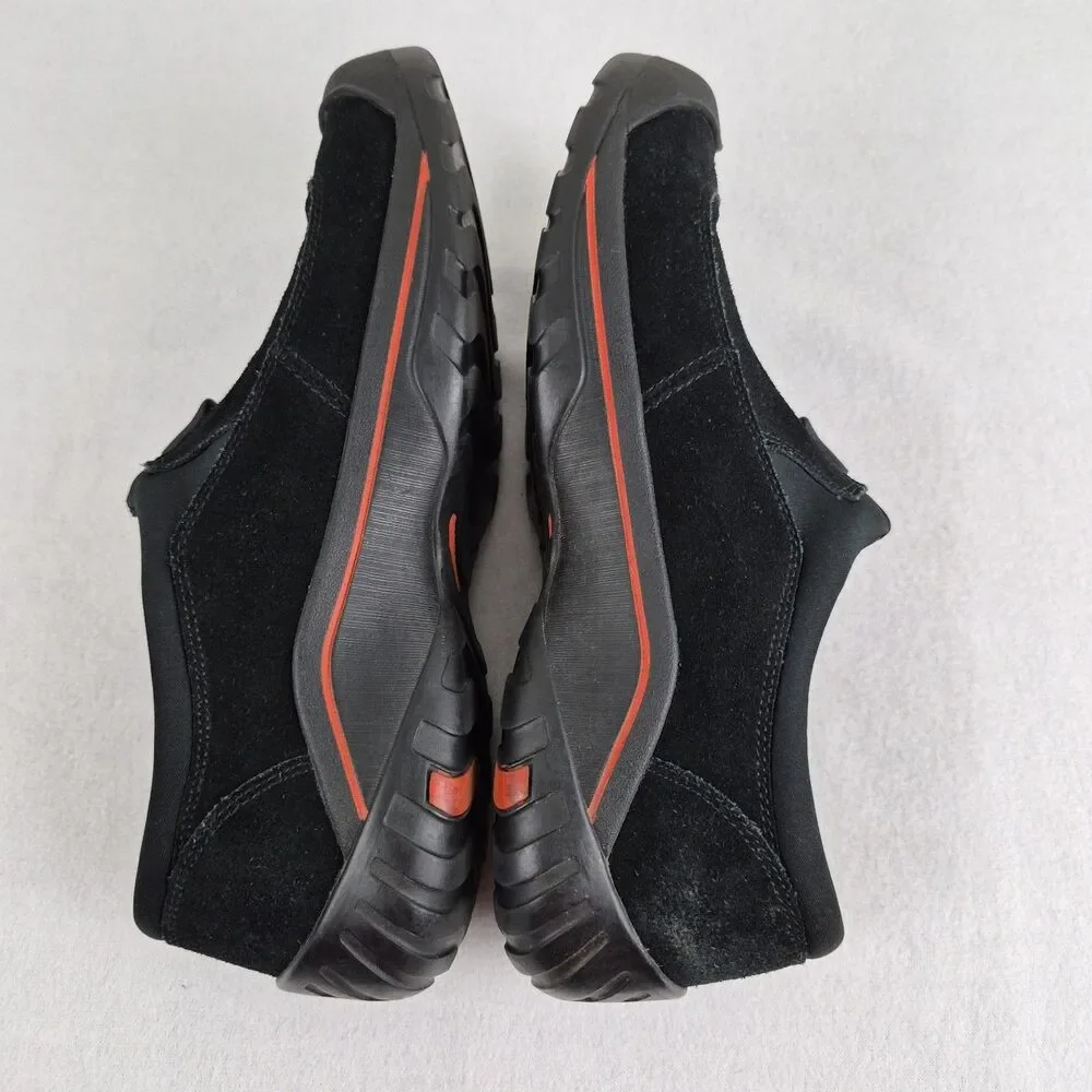 LANDS END Black Suede Leather Hiking Walking Trail Shoes Womens Sz 9 Slip On